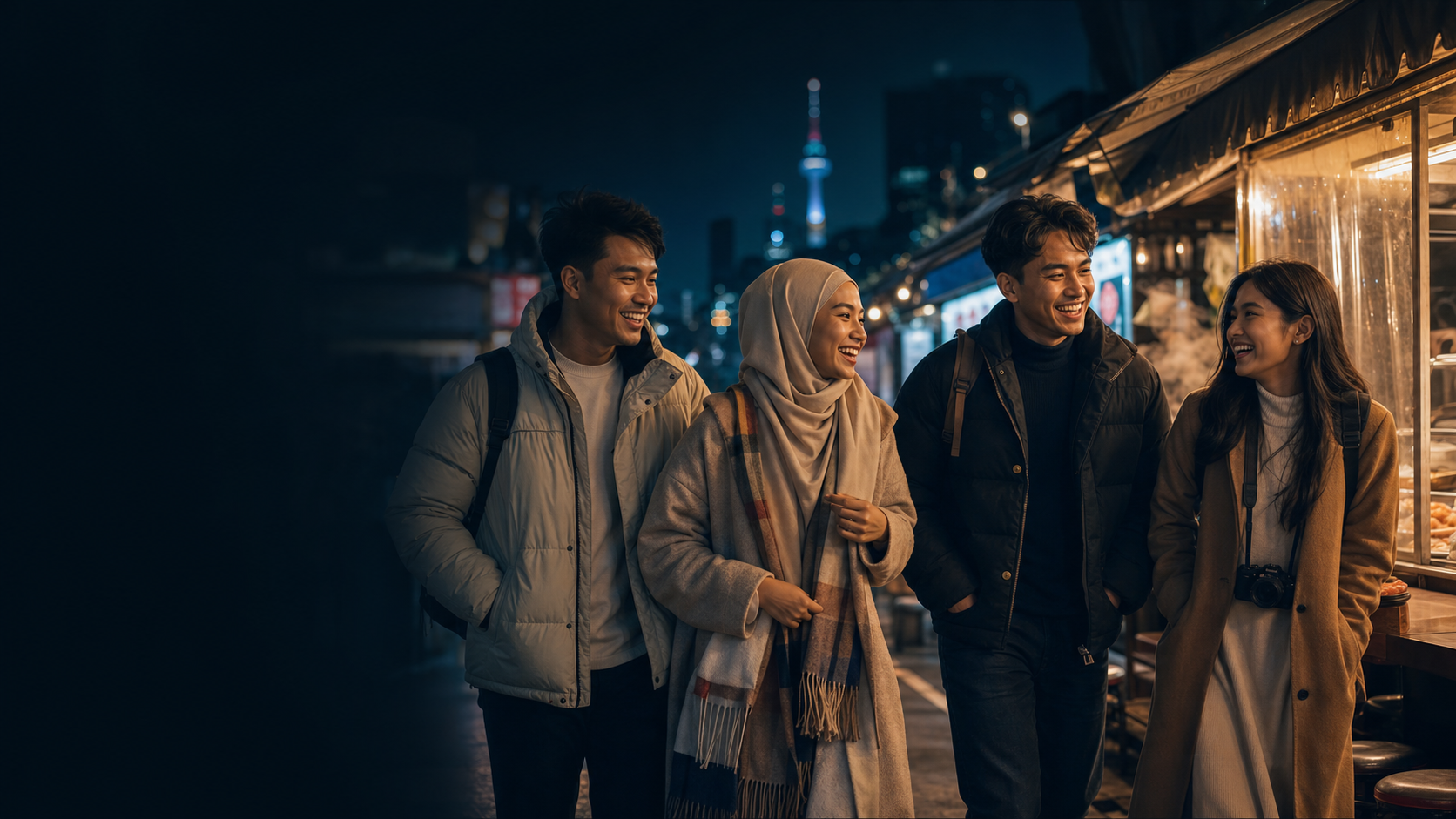 Four Malaysian friends travelling together in Korea.